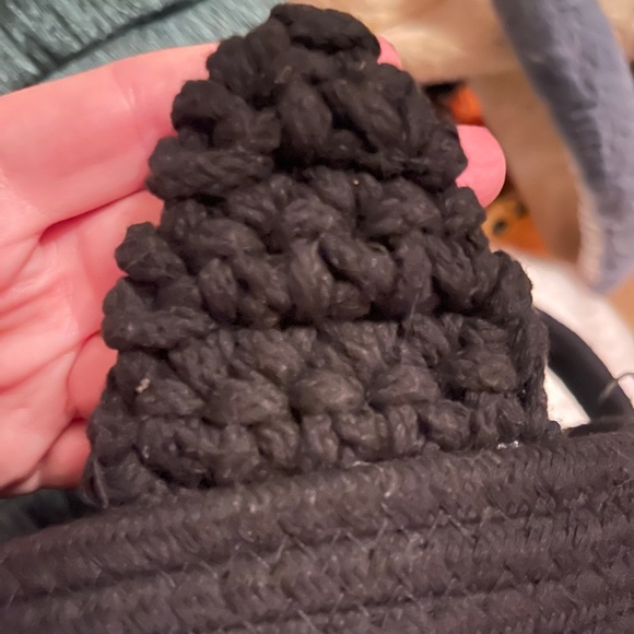 NEW Halloween Black Cat Trick or Treat Bag Bucket Woven Fabric & Crochet Ears - Picture 7 of 8